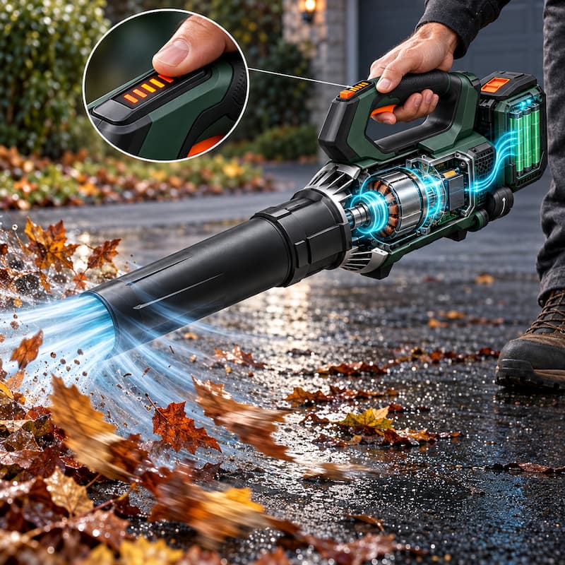 Aerovolt 48V: motor AeroCell 48V 3000 W, proud odtrhávající mokrý listí
